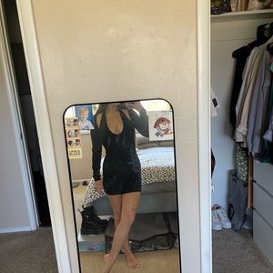 lioness black mini dress with cardigan